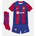 Camisa de Futebol Barcelona Ferran Torres #7 Equipamento Principal Infantil 2023-24 Manga Curta (+ Calças curtas)